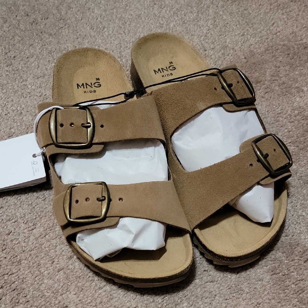 Mango Kids Beige Suede Footbed